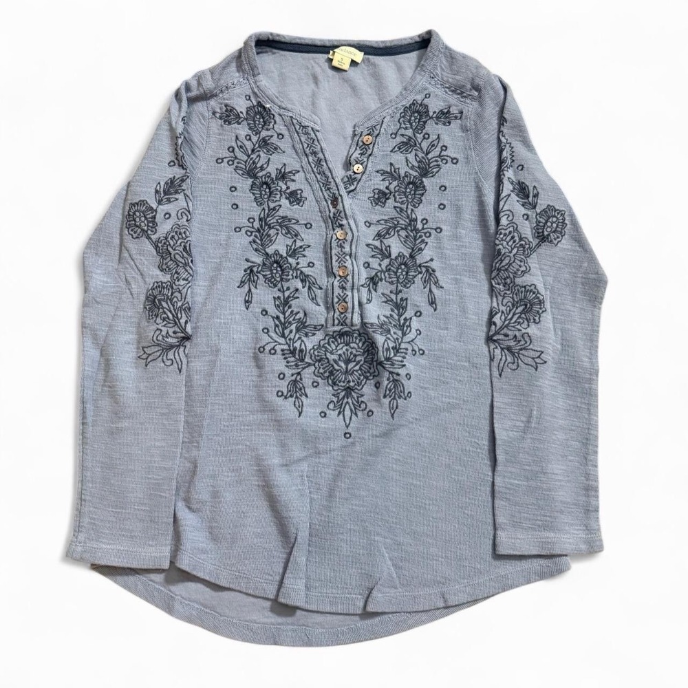 Sundance Floral Long Sleeve Thermal Henley Women's Size 2 Y2K 2000s Spring Cases